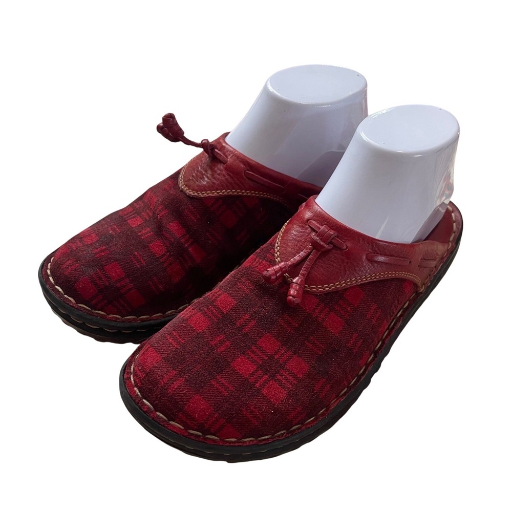 Born Red Plaid Slip-On Mules